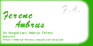 ferenc ambrus business card
